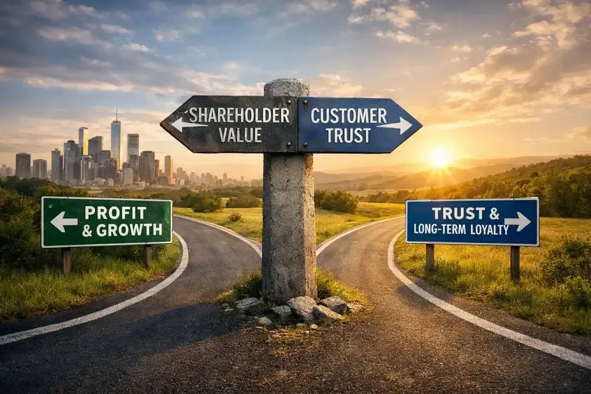 Corporate choice between shareholder profit and customer trust