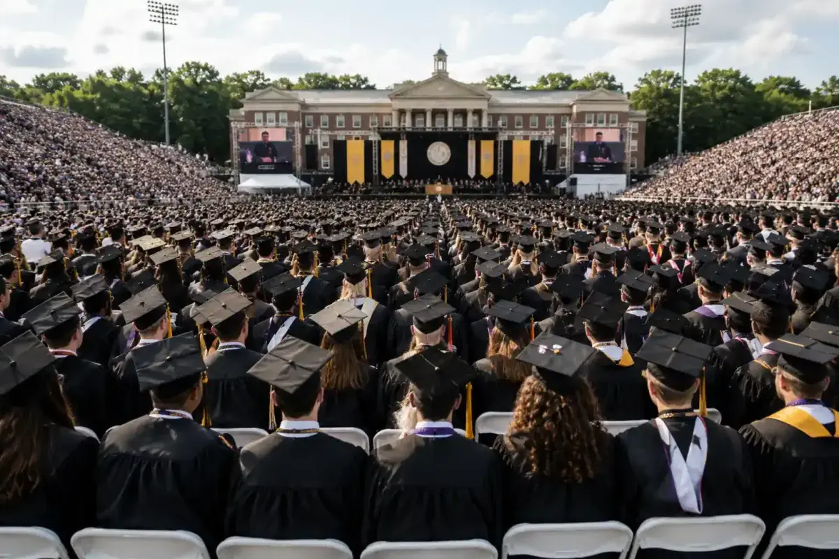 A crowded college graduation ceremony
