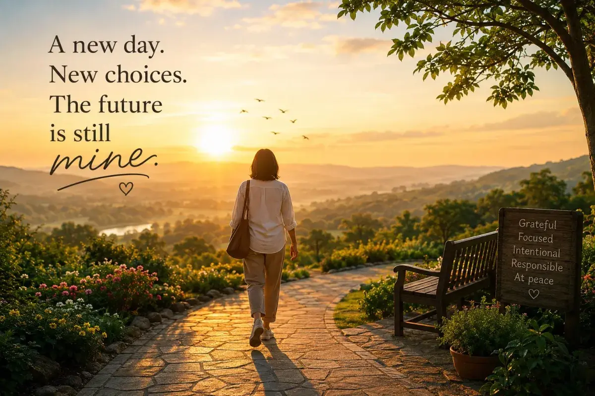 fresh start - woman walking hopeful