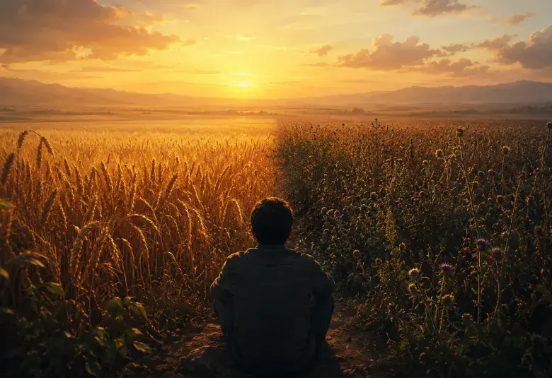 man contemplating while looking at the horizon