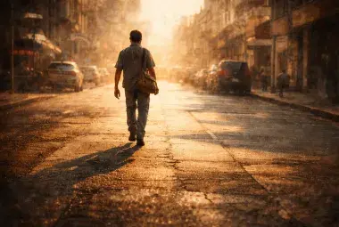 man waking