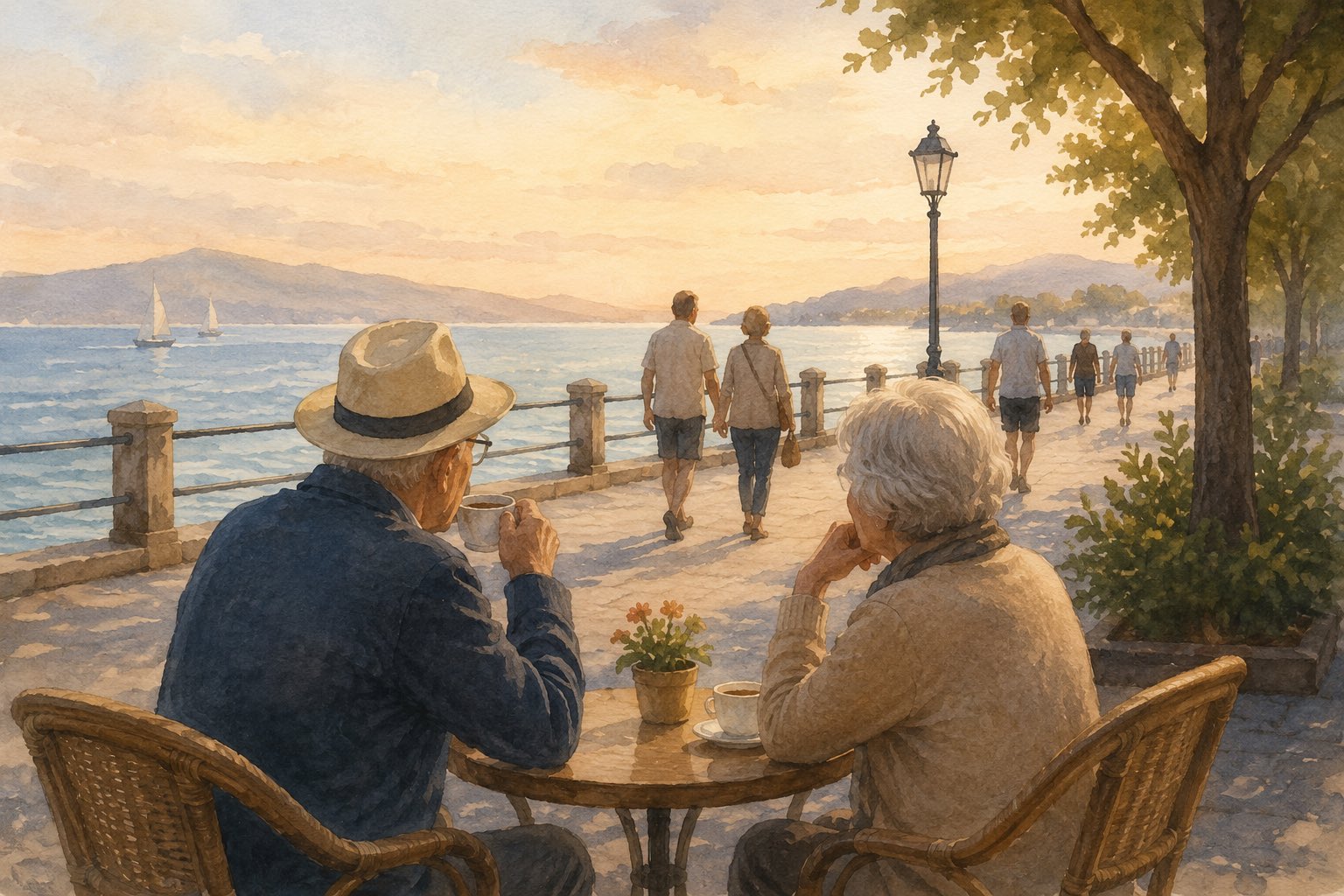 older adult by the sea enjoying the presence of time 