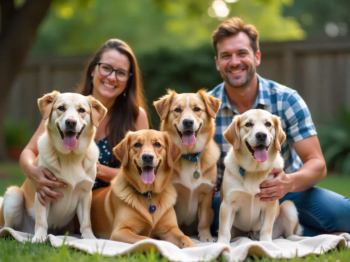 Loving dogs enjoying life with their owners