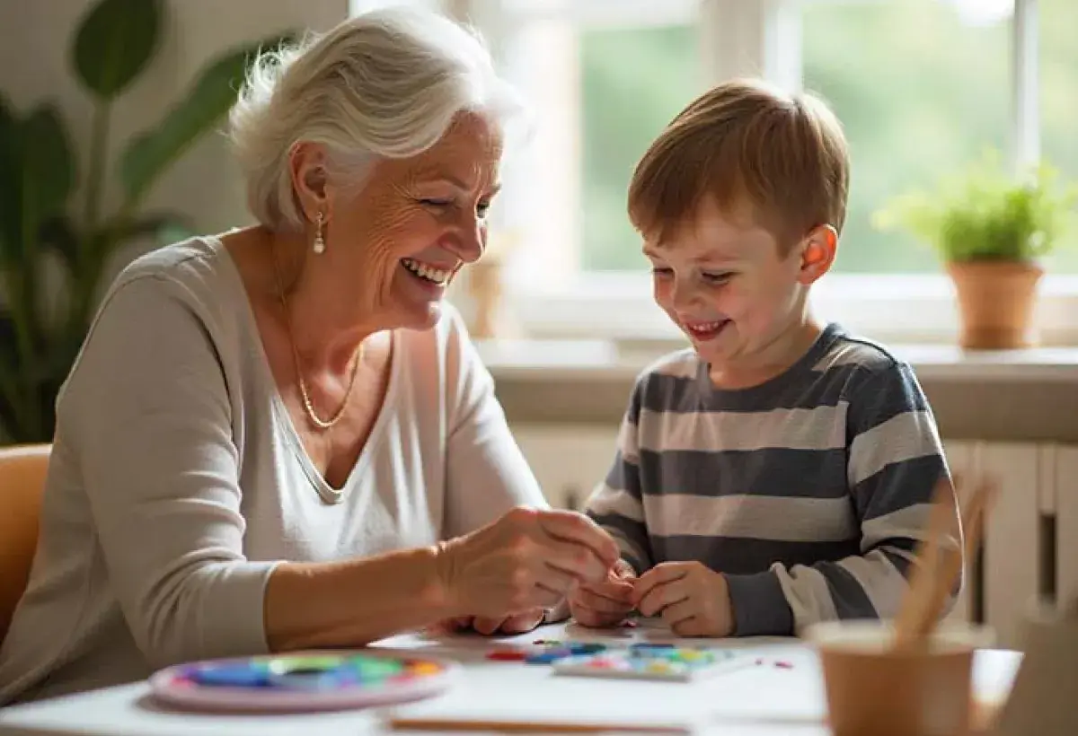 Elder mentoring youth through creative learning as a form of wisdom exchange.