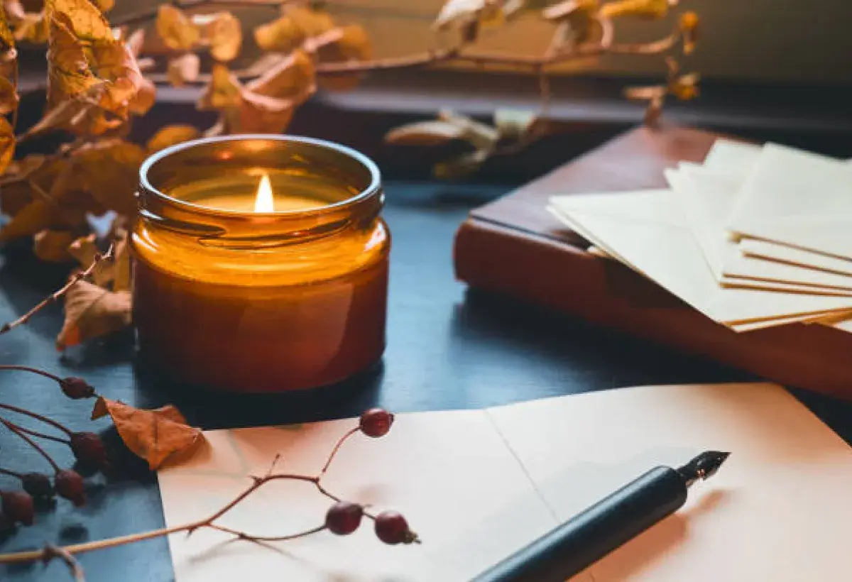 Candlelight Beside an Open Journal