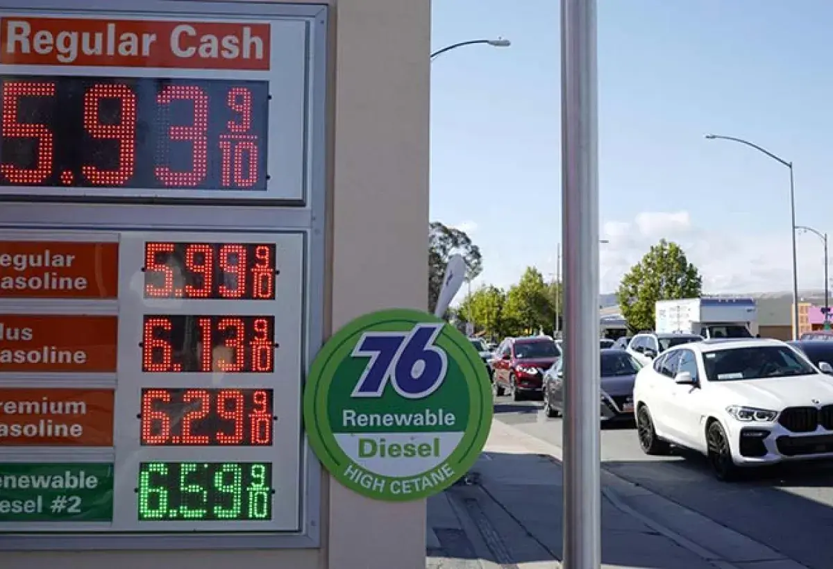 Gas station updating fuel prices to attract customers.