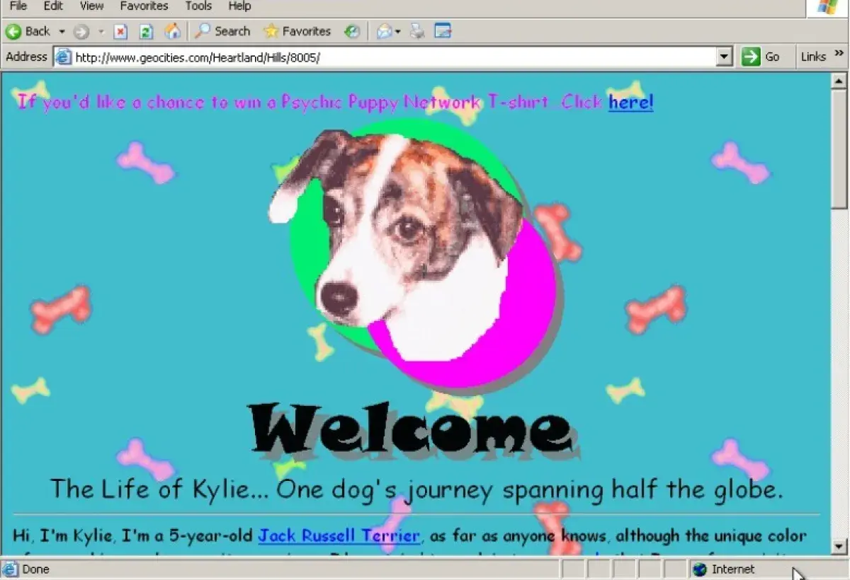 Vintage GeoCities personal website