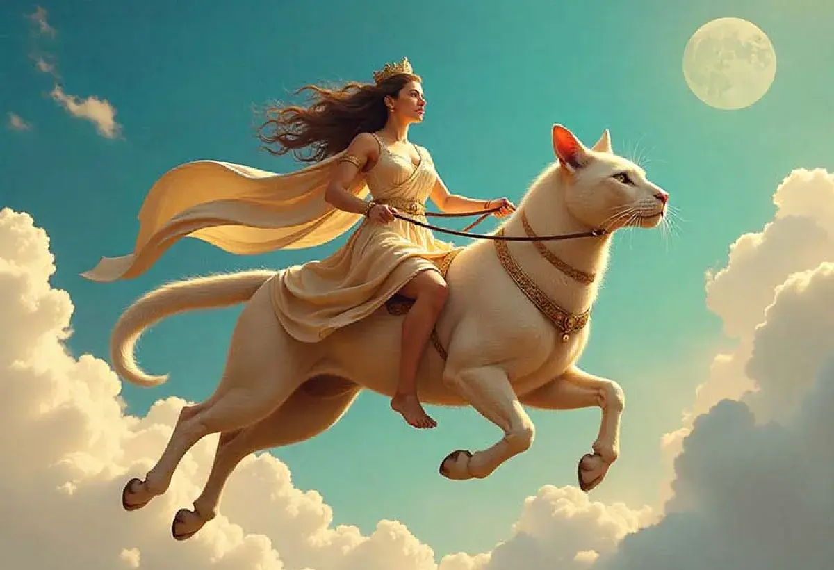 Norse goddess Freyja with magical cats