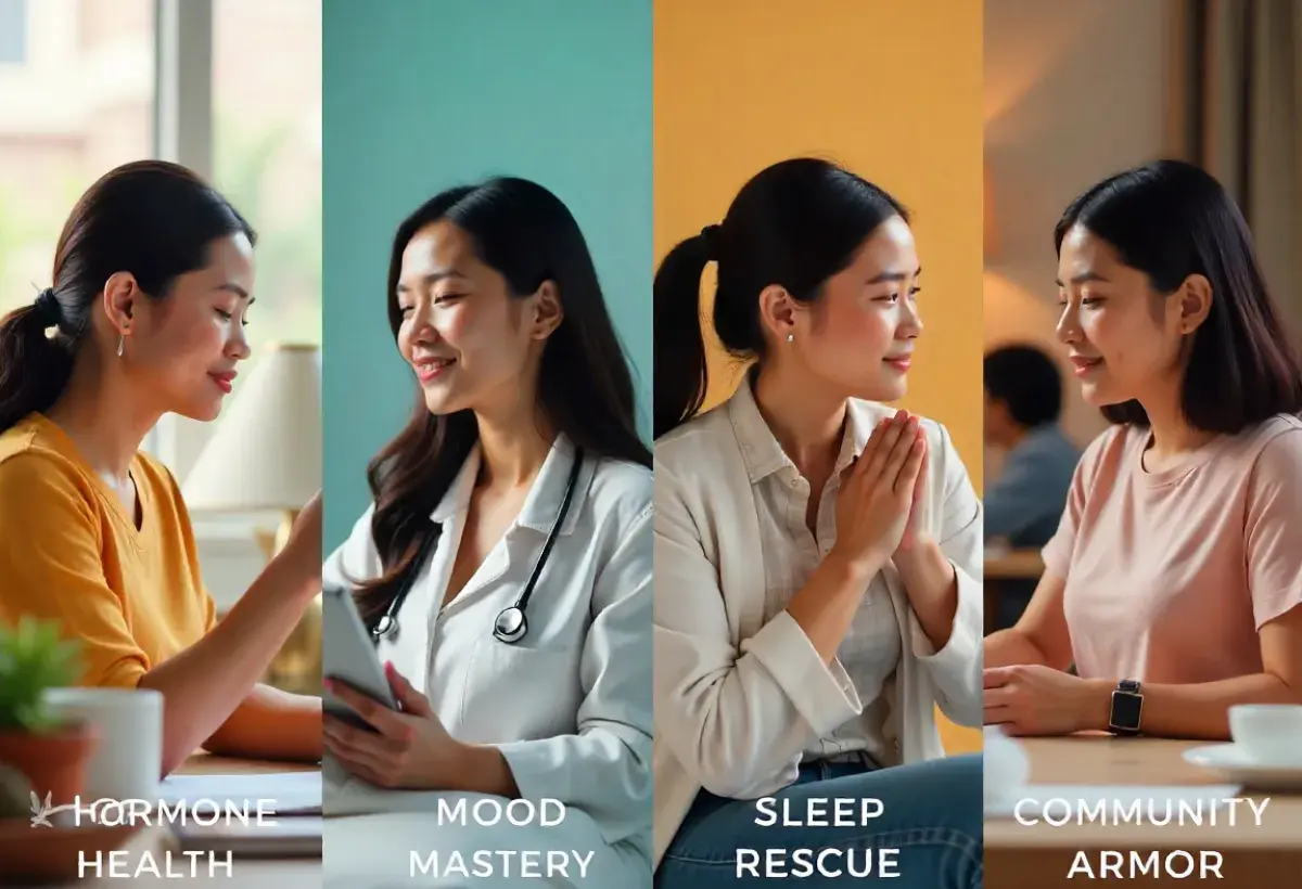 Four pillars of menopause support represented by women