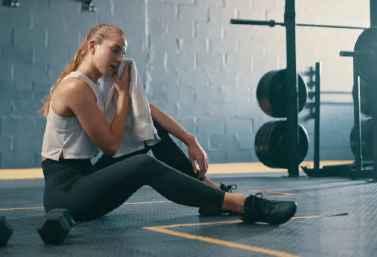 Wiping sweat after a workout before showering