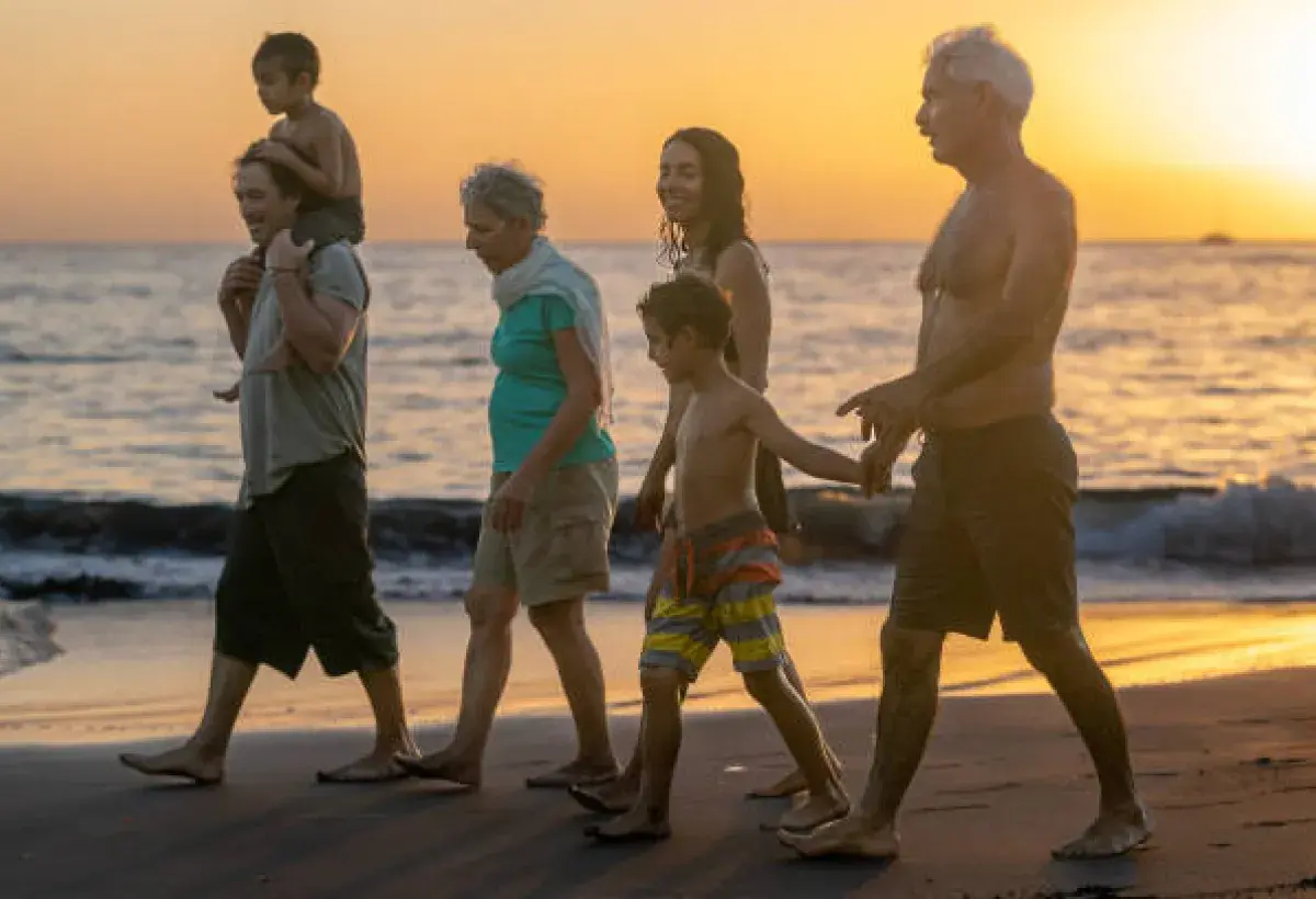 Generations walking together symbolizing renewal and continuity