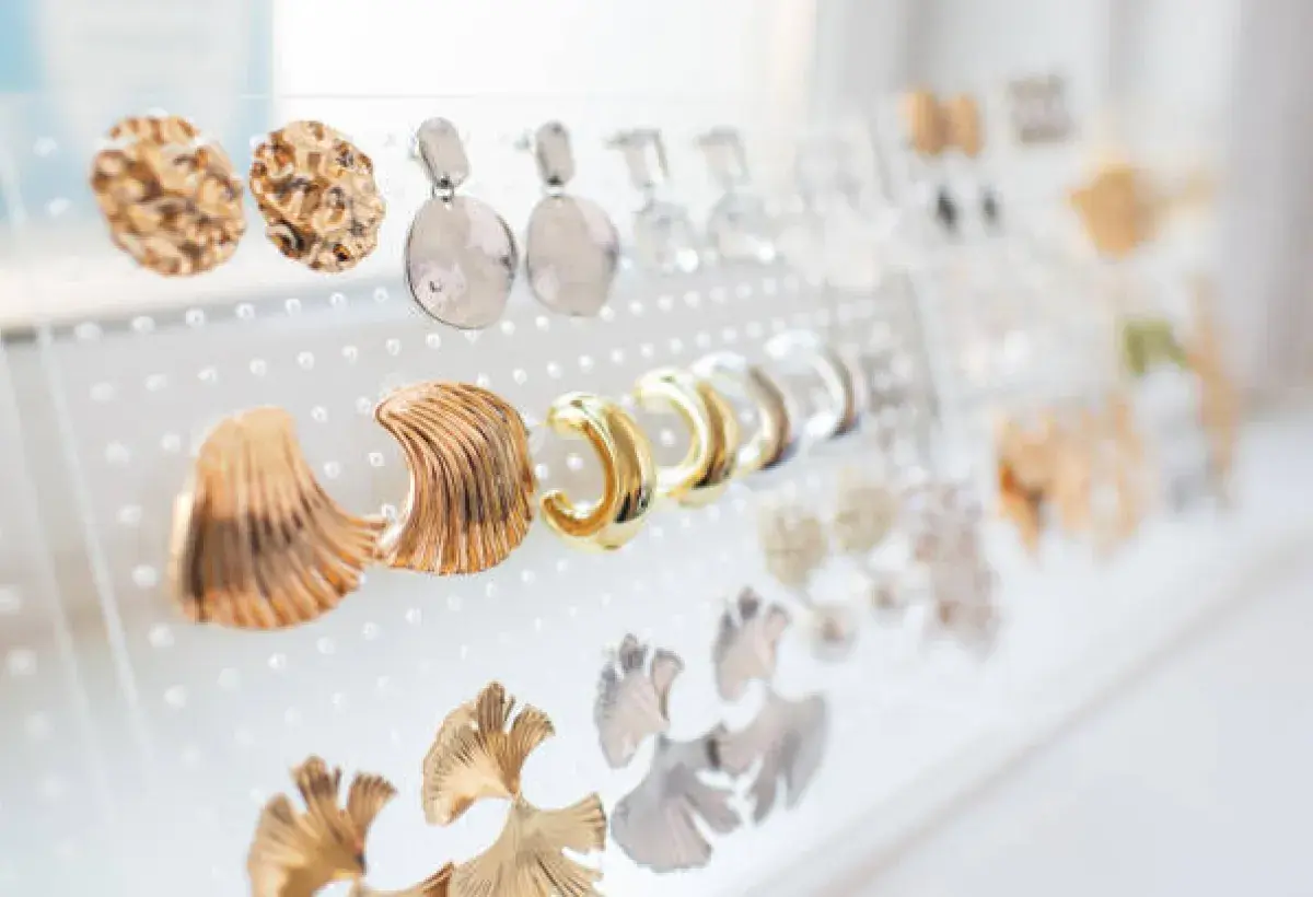 Modern jewelry display featuring popular earring styles