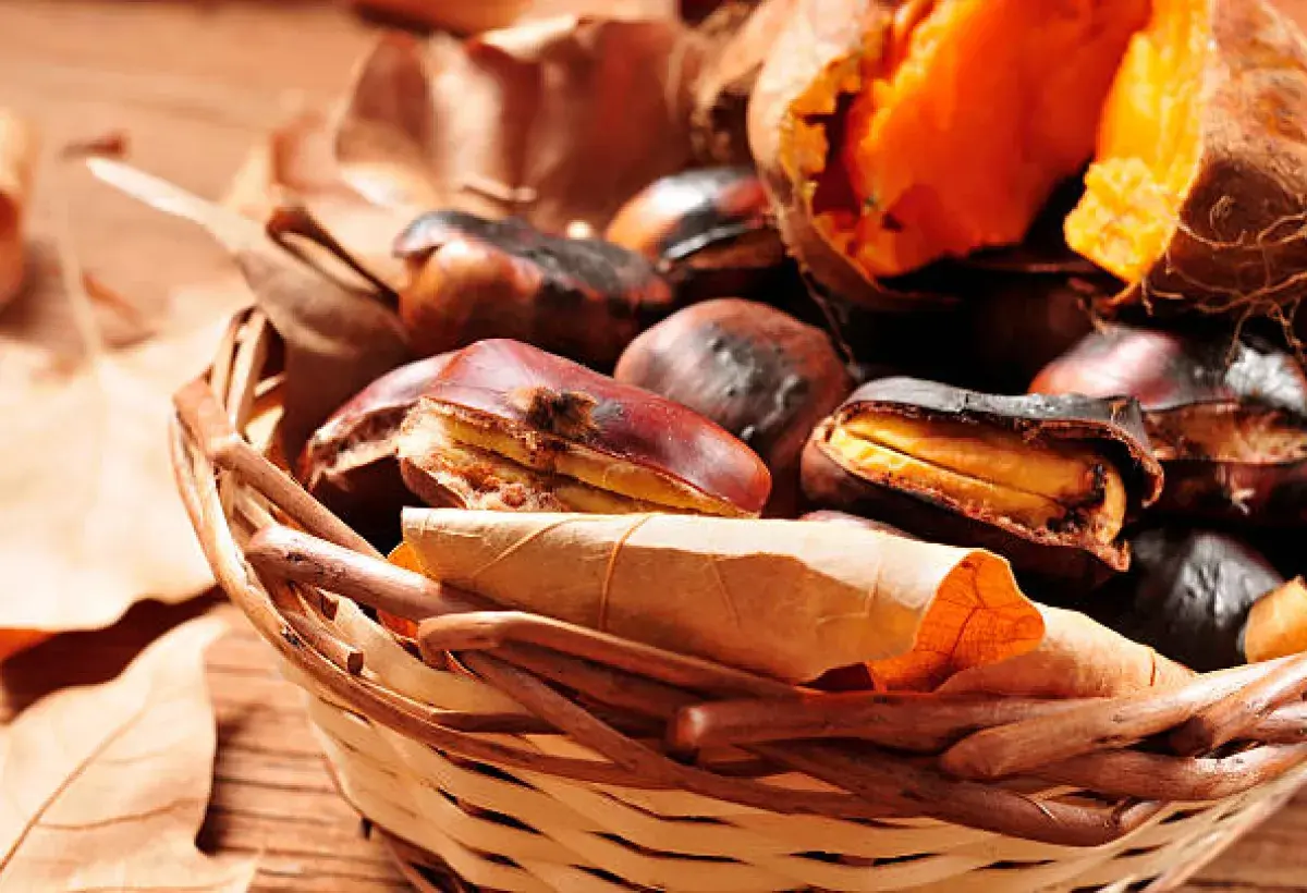 Roasted Chestnuts in Basket