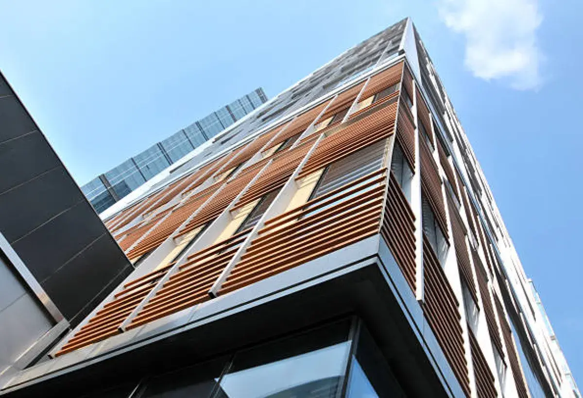 Modern cross laminated timber building with sustainable design