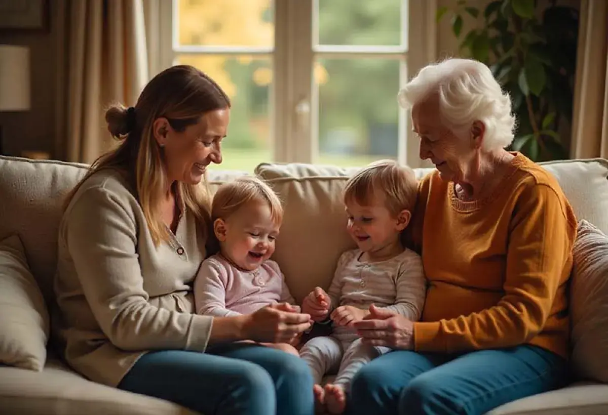 Women supporting multiple generations through caregiving and nurturing