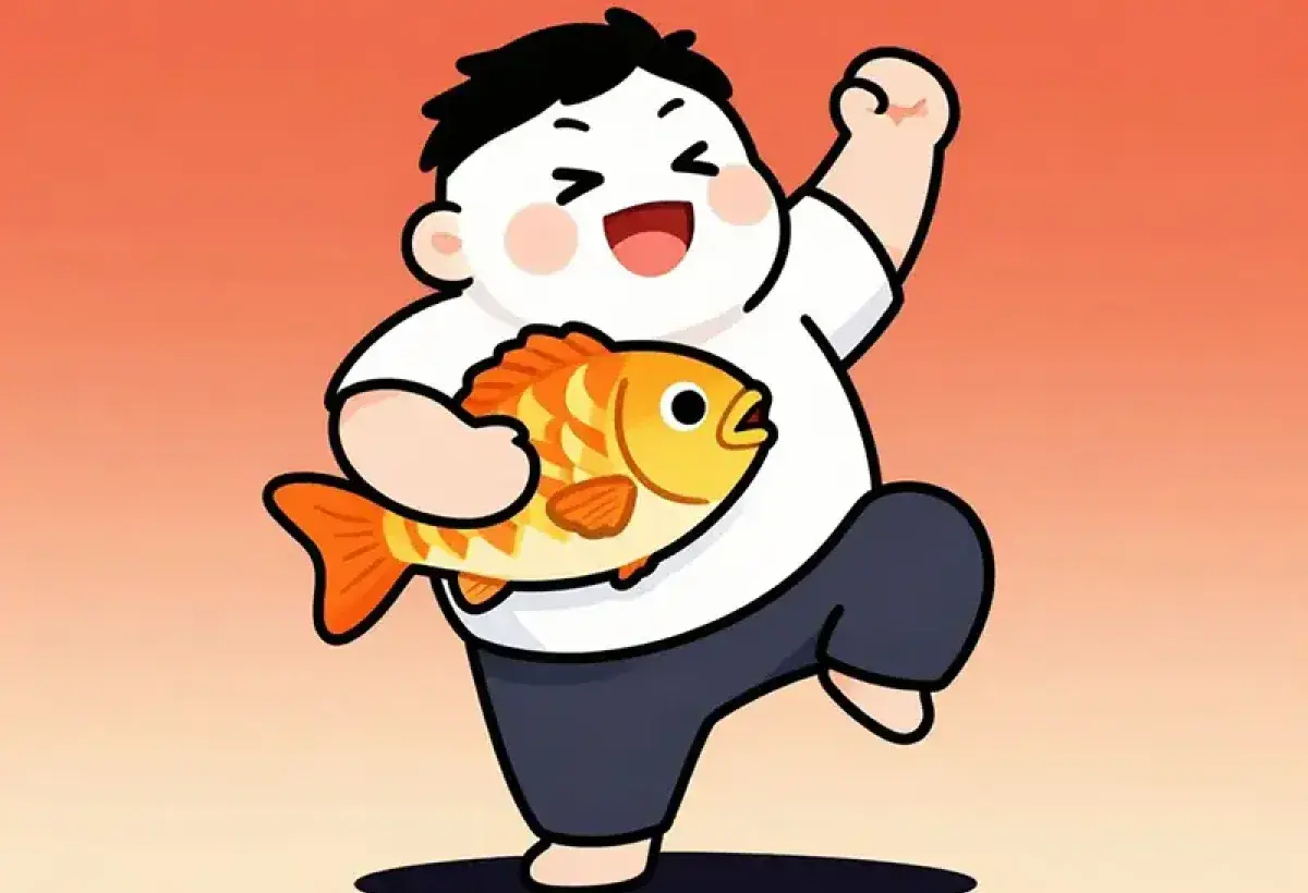 Dancing with fish cartoon concept