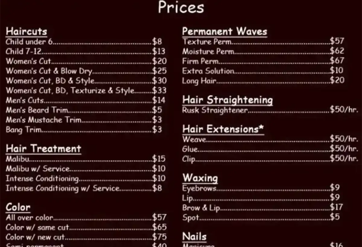 Gender based pricing differences in personal services