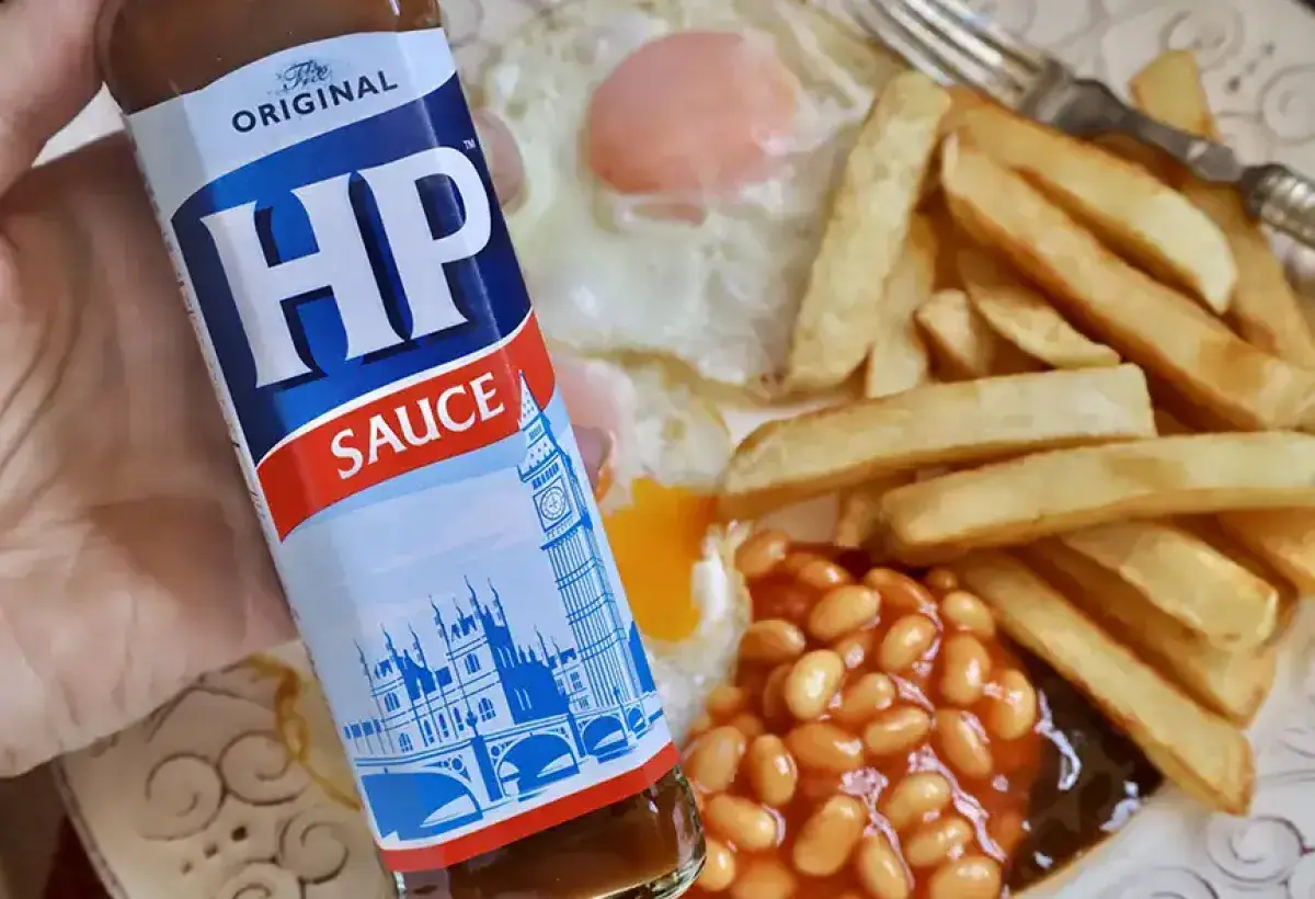 HP Sauce completing a traditional English breakfast