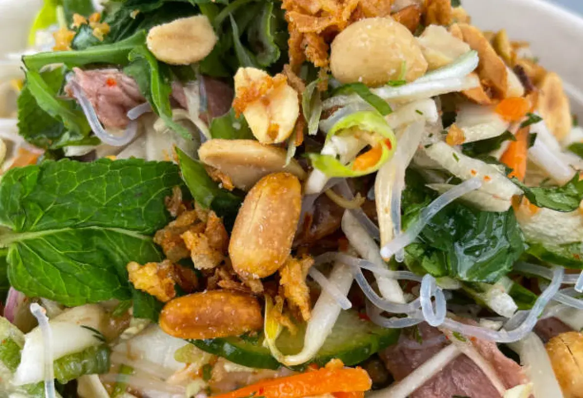 Bean sprouts with leafy greens and nuts supporting strong bones