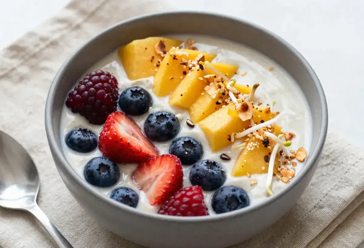 Bean sprouts smoothie bowl supporting healthy and radiant skin