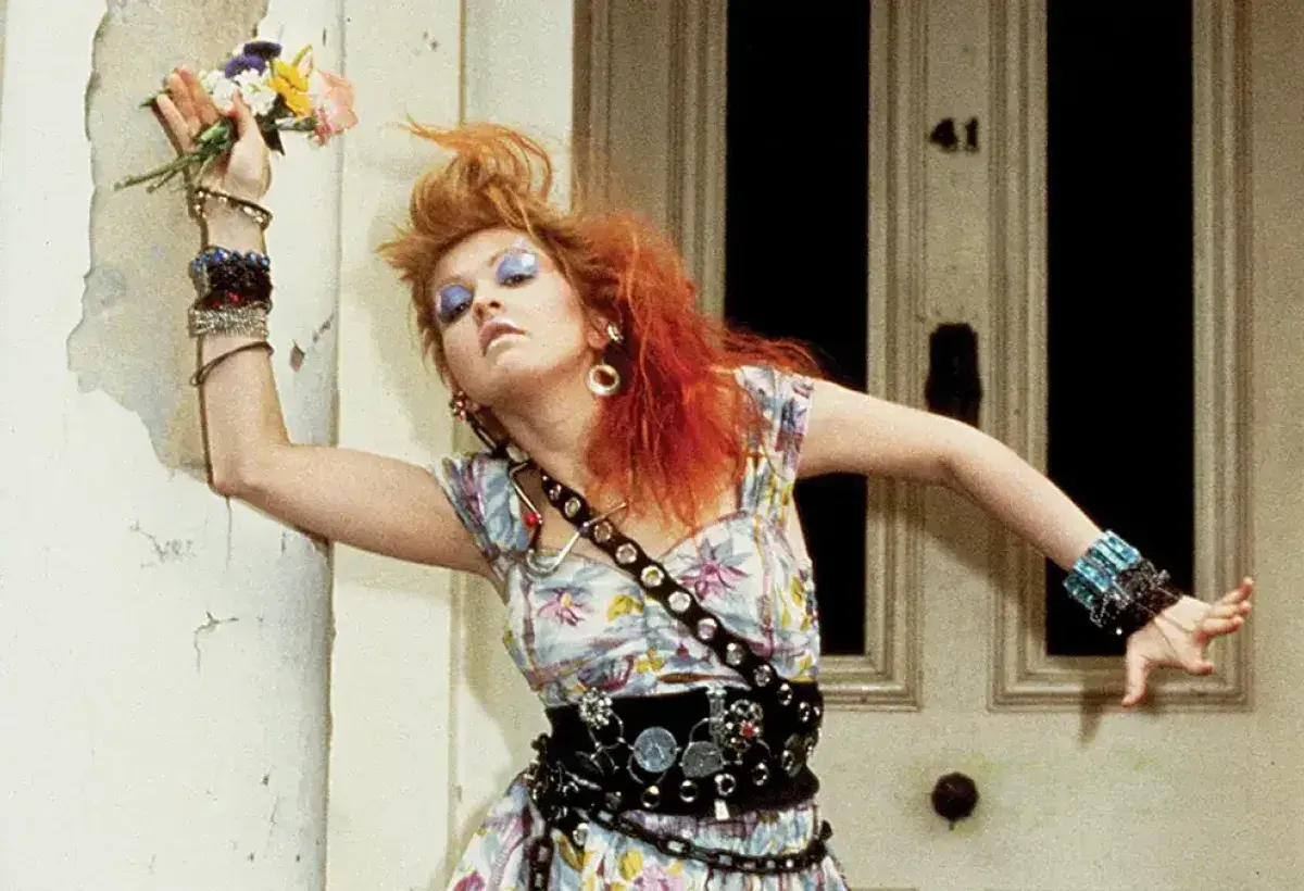 Cyndi Lauper performing Girls Just Want to Have Fun