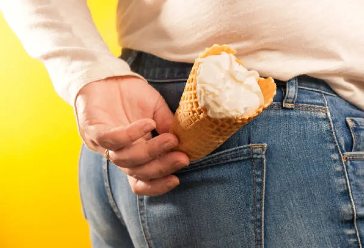 Ice cream cone in back pocket concept