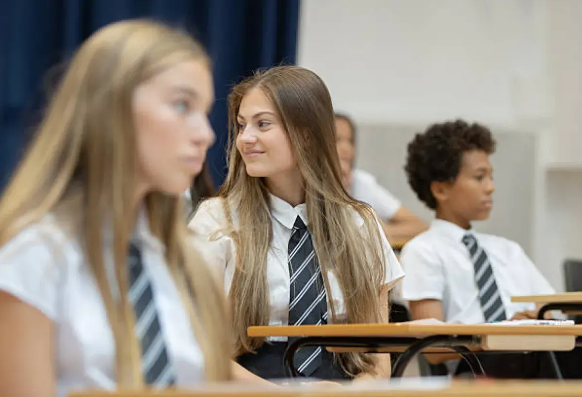 UK students respecting personal space in school