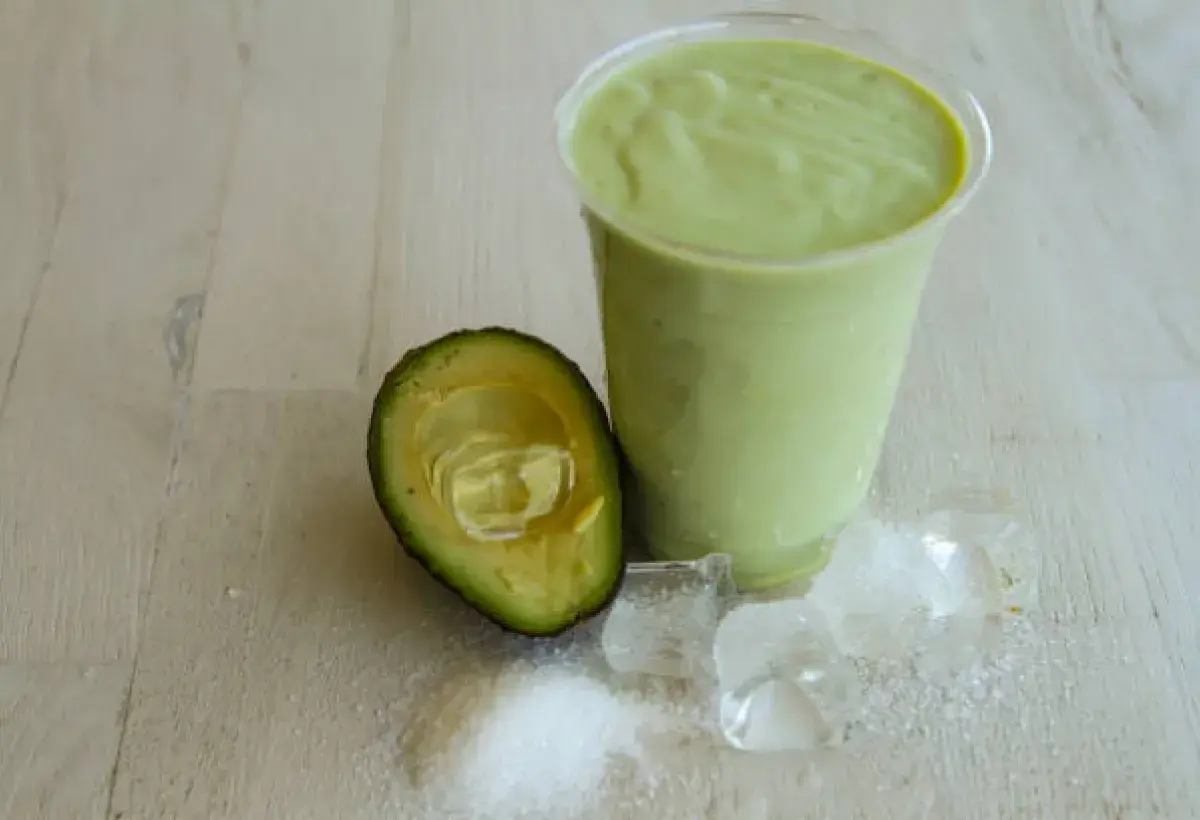 Vietnamese avocado shake topped with crushed ice