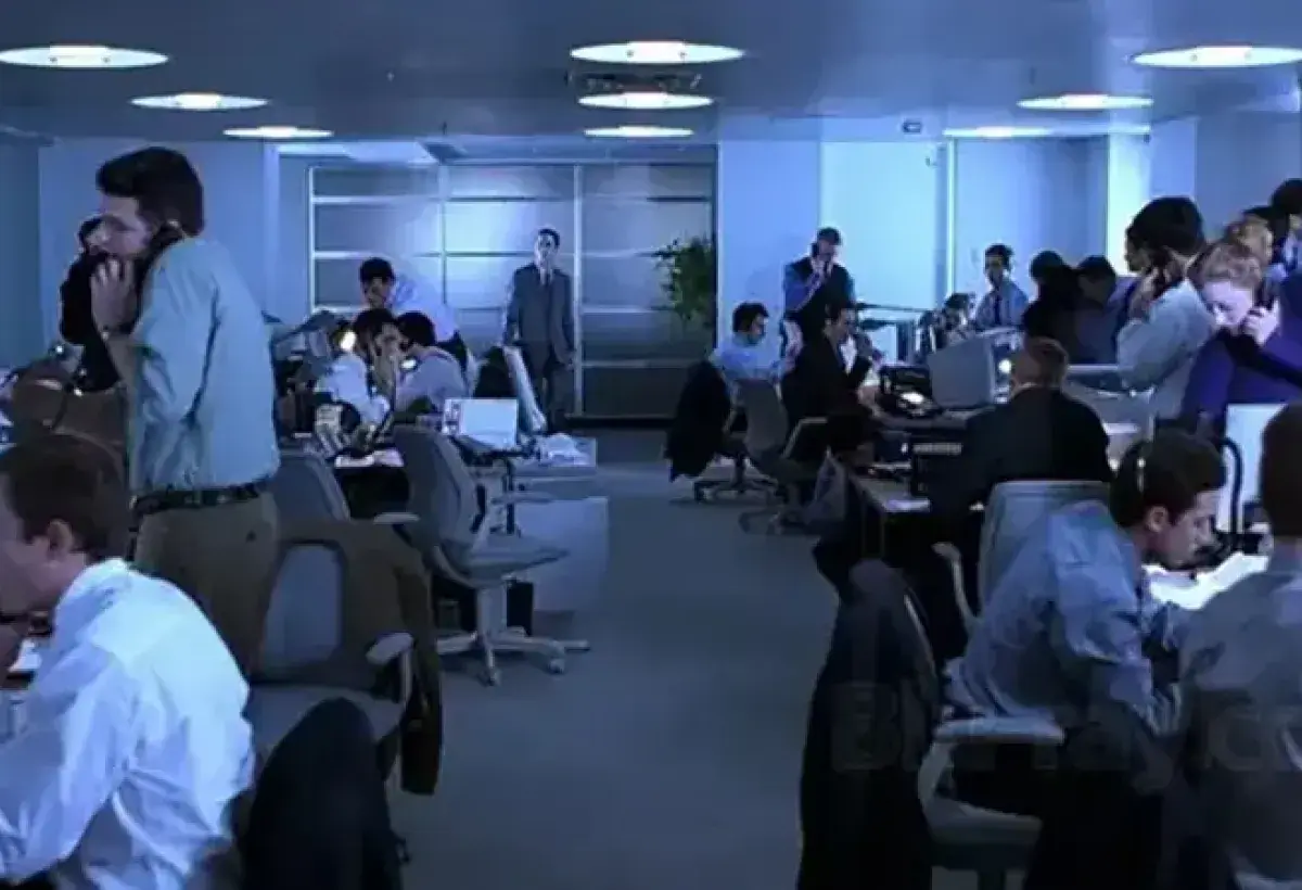 Boiler Room brokerage chaos scene