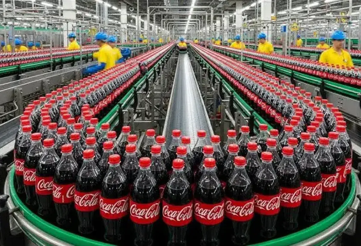 Coca-Cola bottles prepared for global distribution