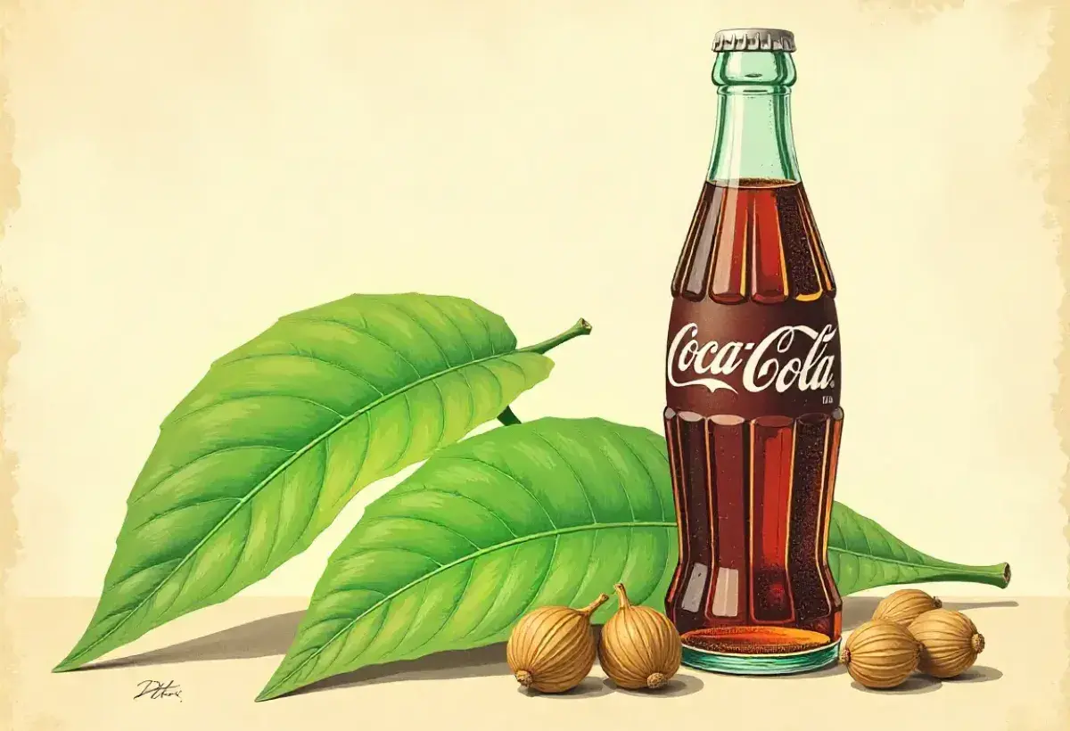 Original ingredients coca leaf and kola nut used in Coca-Cola