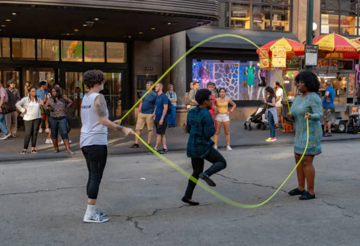 Urban double dutch jumping