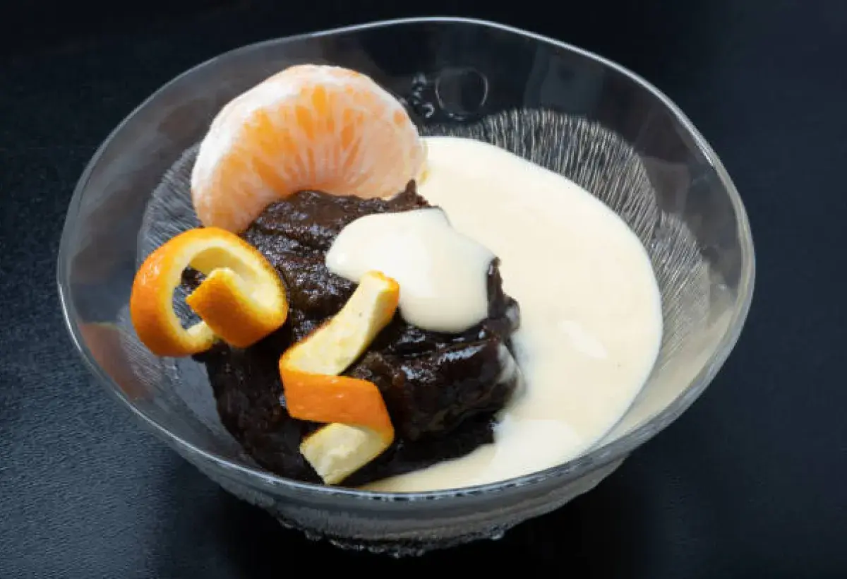 Finnish mämmi dessert served with cream