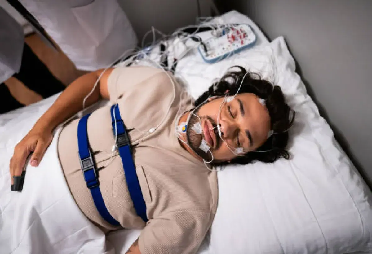 Sleep study laboratory with monitoring equipment