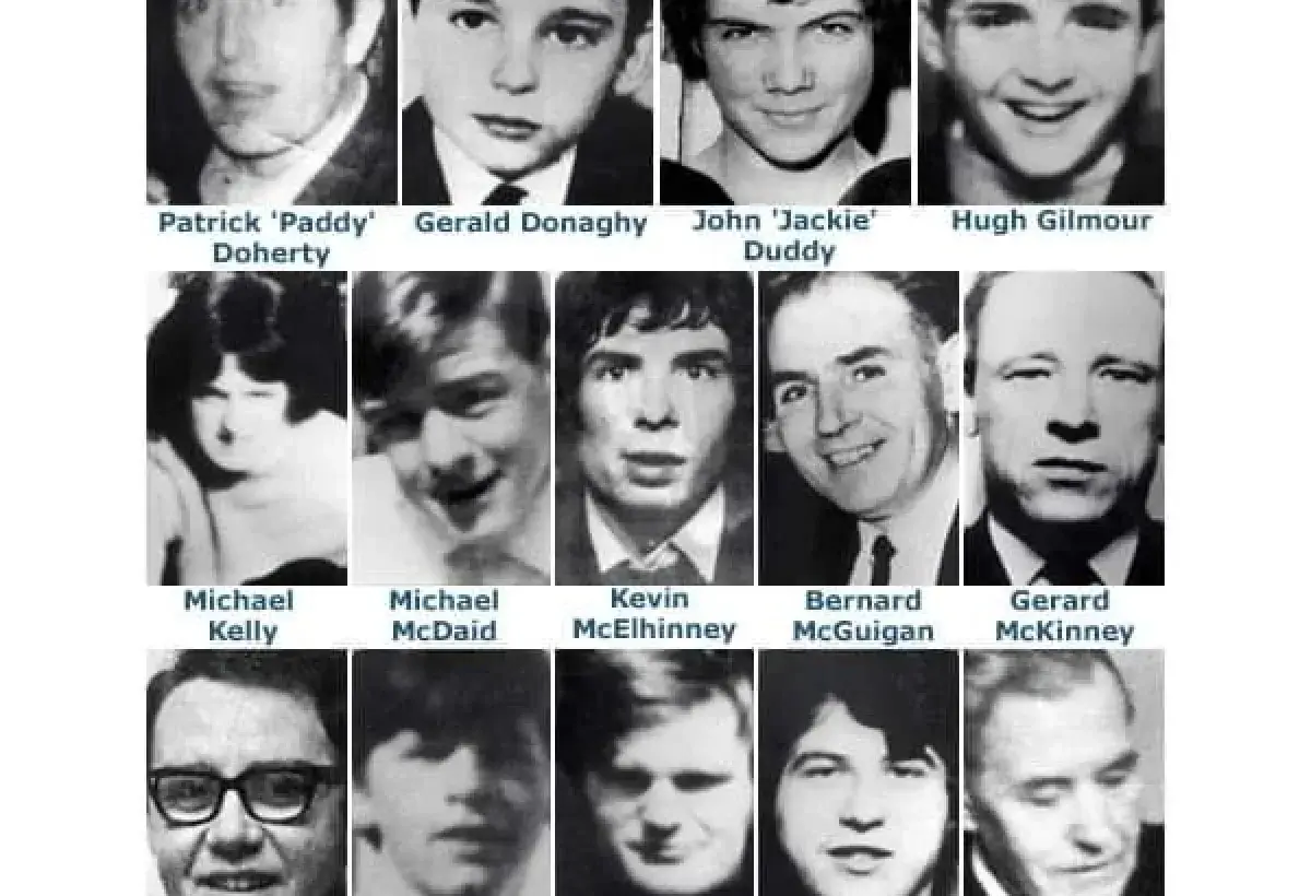 Bloody Sunday memorial honoring the fourteen victims