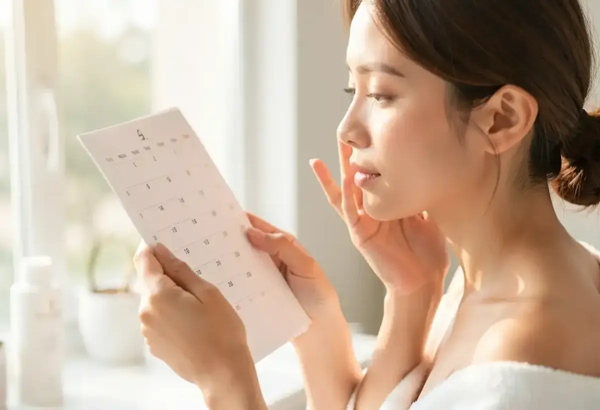 Calendar symbolizing that anti aging skincare results take consistent time