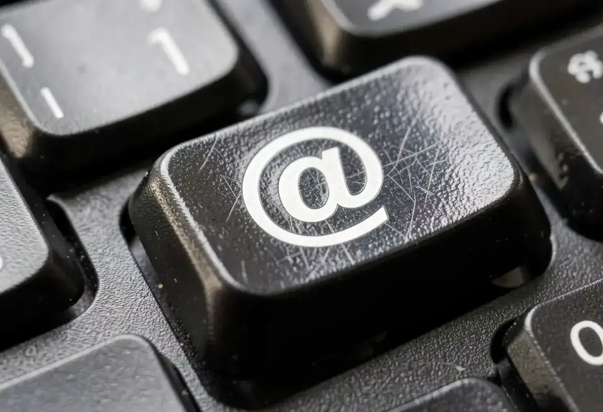 Close up of the at symbol on a keyboard