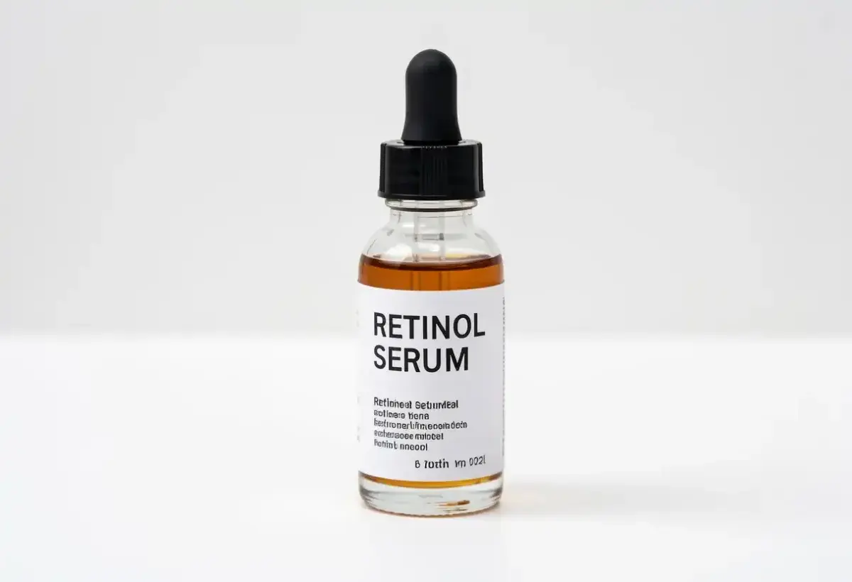 Retinol serum bottle representing vitamin A anti aging skincare ingredient