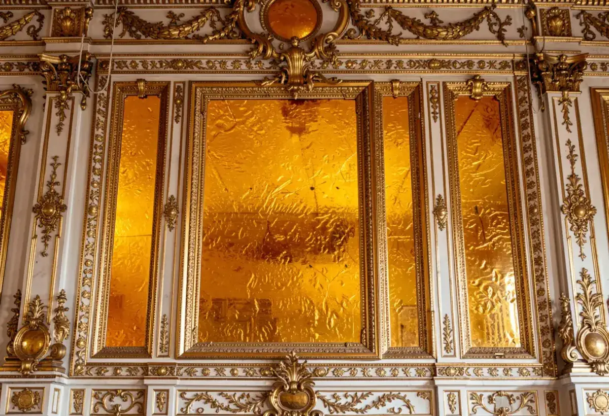 Golden amber panels of the Amber Room reconstruction