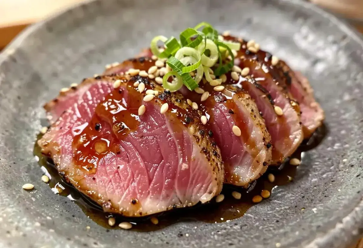 Hohoniku tuna cheek lightly seared tataki style