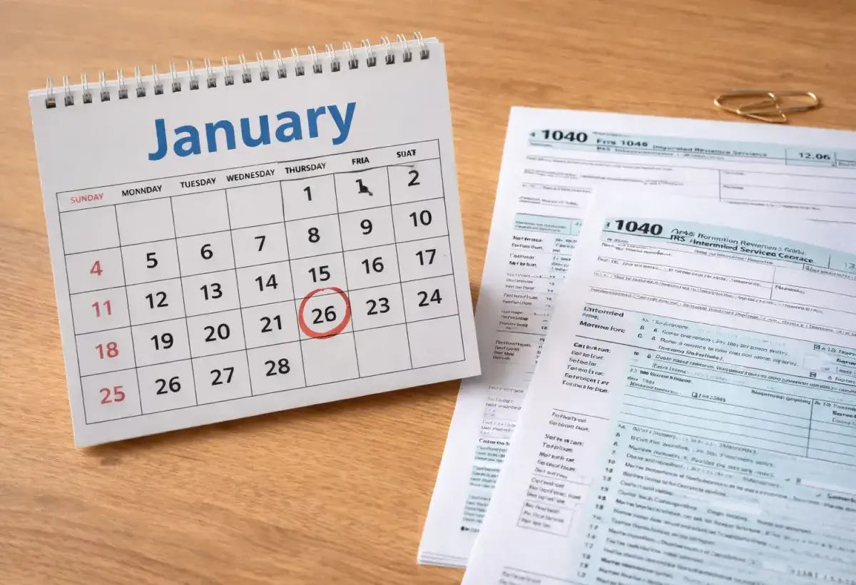 January calendar marking start of tax season