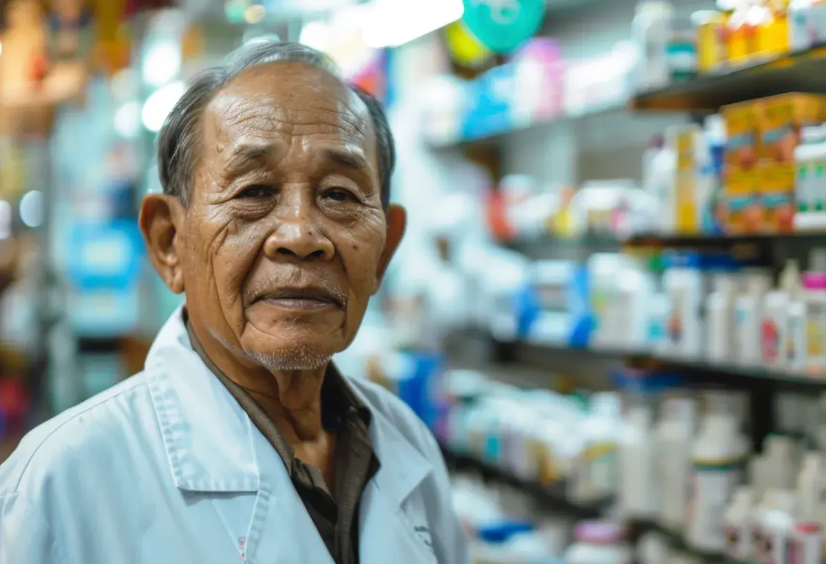 pharmacist worker -old man