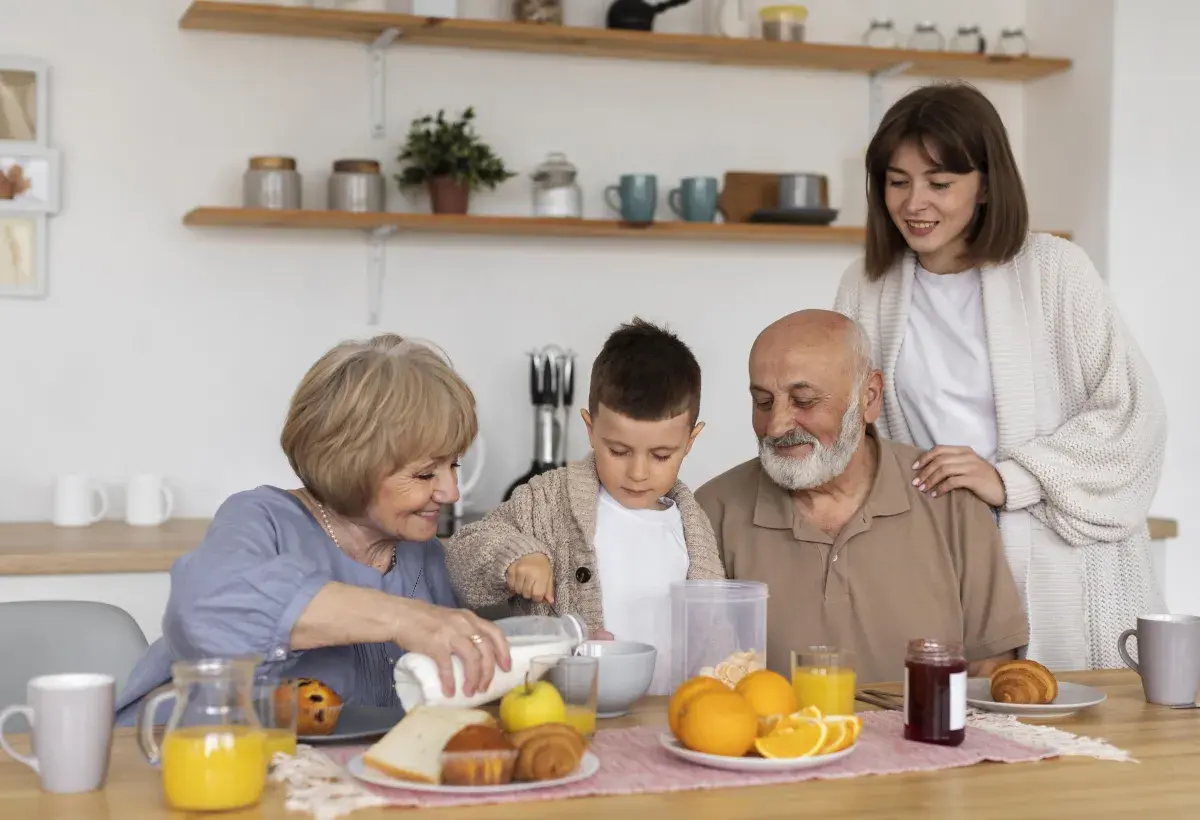 family at the dining area 