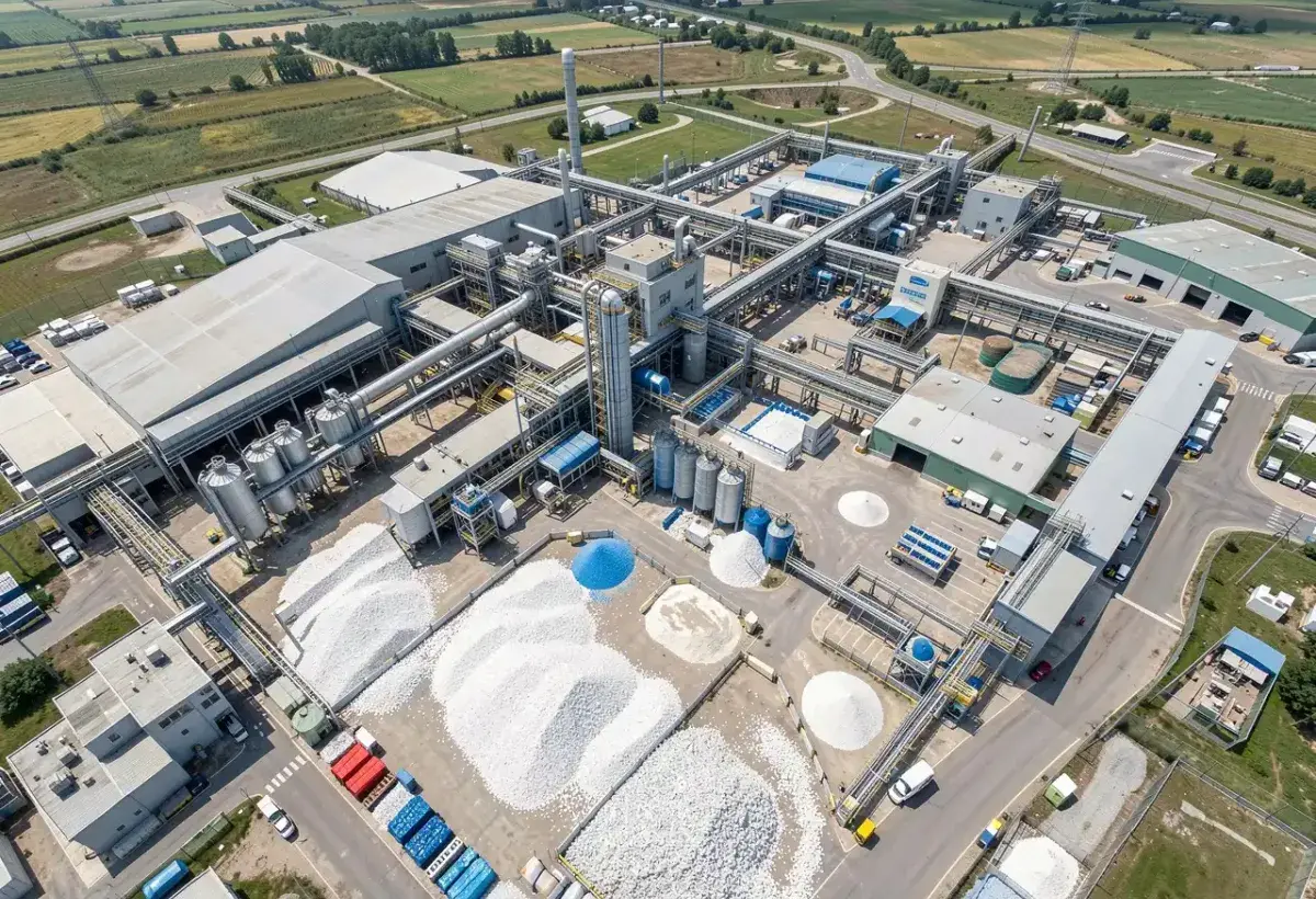 Industrial Plastic Production Plant and Polymer Pellets