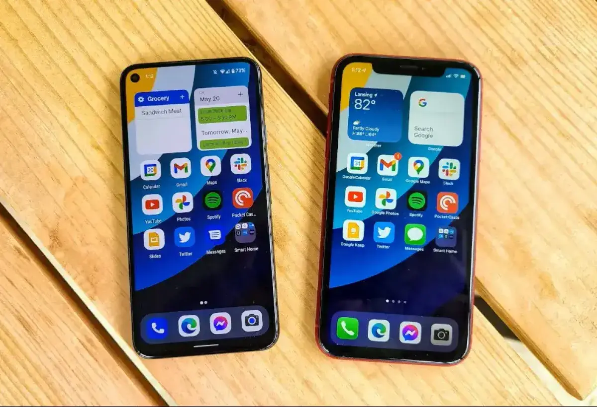 Android smartphone home screen filled with customizable widgets and icons
