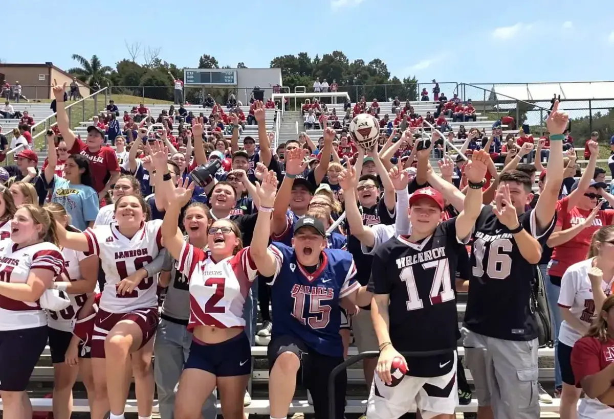 American high school students showing school spirit