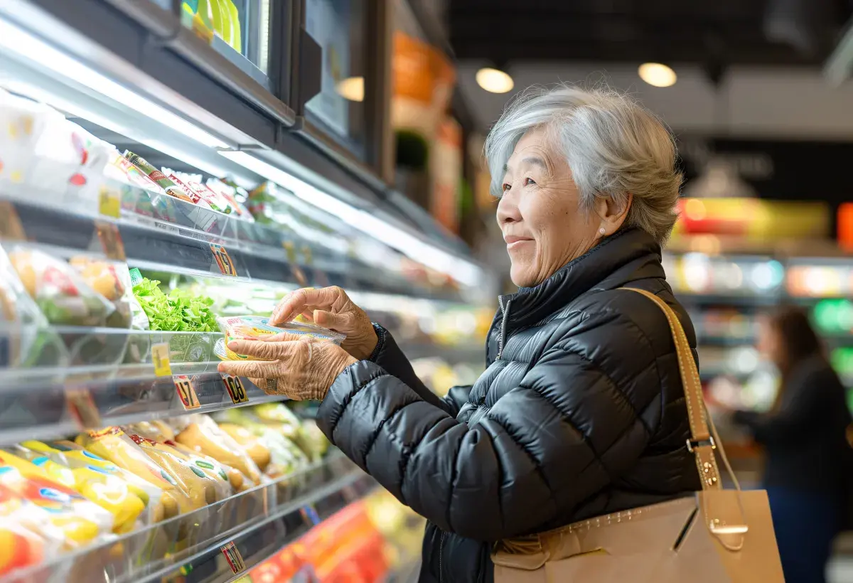 older woman at the grocery 