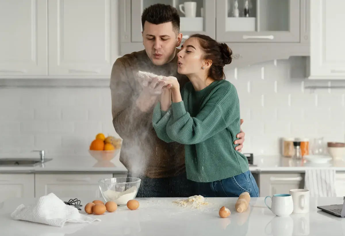 young couple in the kitchen