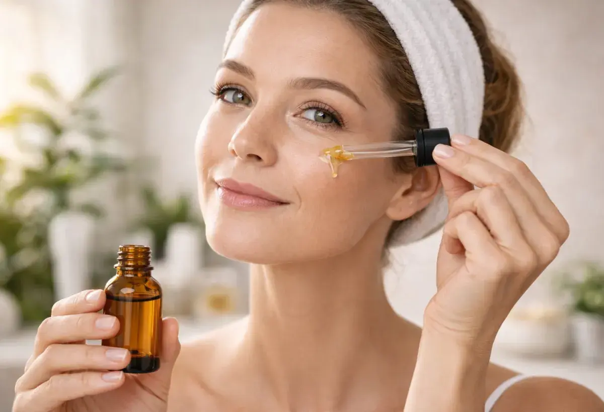 woman applying retinol