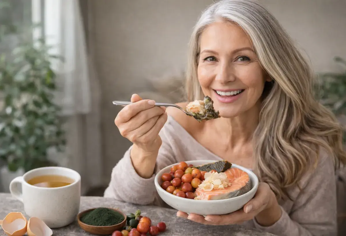 woamn eating collagen foods